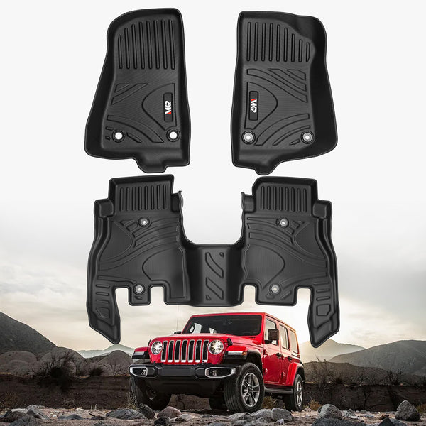Stain-resistant TPE Car Floor Mats Black 3 PCS For Jeep Wrangler JL 2018 4 Doors