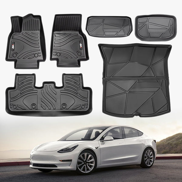 All-Weather TPE Floor Mats For Tesla Model Y 2021-2022 - Waterproof, 6 PCS Set