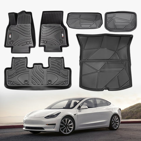 All-Weather TPE Floor Mats For Tesla Model Y 2021-2022 - Waterproof, 6 PCS Set