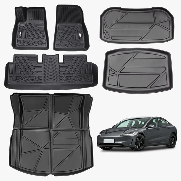 Odorless TPE Floor Mat For Tesla Model 3 2023-2025 6 PCS Waterproof