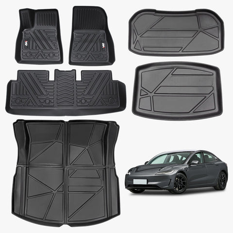 Odorless TPE Floor Mat For Tesla Model 3 2023-2025 6 PCS Waterproof