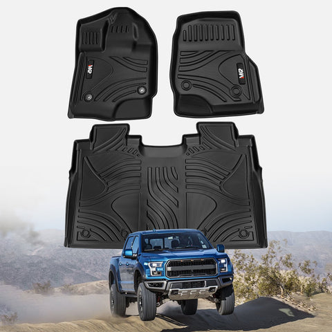 TPE All Weather Floor Mats Fit For Ford F150 Without Fold Flat Storage 3 PCS
