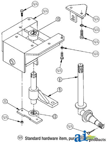 A-16455 Spindle, (check dimensions on a previous page) PN: 16455