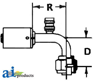 A-461-3271 Steel 90? Female O-Ring w/ R134A Service Port Fitting PN: 461-3271