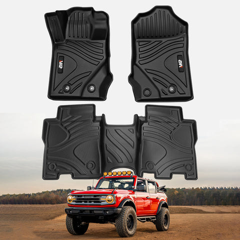 Car Floor Mats For 2021-2023 Ford Bronco 4 Doors 3D TPE Floor Mats, Full Set