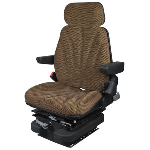 A-F10M4140 Seat, F10 Series w/ Isolator, Low Pro Mechanical Suspension, Brown Checkered Cloth PN: F10M4140