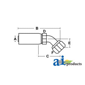 A-FJX45-04-04 (HC-FJX45) Female JIC 37� - Swivel - 45� Elbow PN: FJX45-04-04