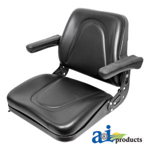 A-T500BL Seat, Universal w/ Slide Track & Flip-Up Armrests, BLK VINYL PN: T500BL
