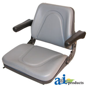 A-T500GY Seat, Universal w/ Slide Track & Flip-Up Armrests, Plastic Pan, GRY VINYL PN: T500GY