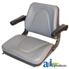 A-T500GY Seat, Universal w/ Slide Track & Flip-Up Armrests, Plastic Pan, GRY VINYL PN: T500GY
