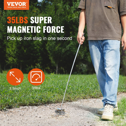 Telescoping Magnetic Sweeper Pickup Tool, 3.5inch Handheld Screws 35LB Pull