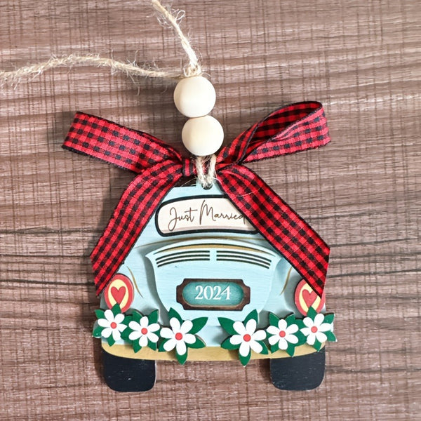 The Blue Christmas Car Pendant Has  Adorable And Dainty Design
