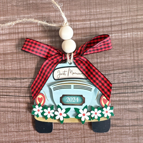 The Blue Christmas Car Pendant Has  Adorable And Dainty Design