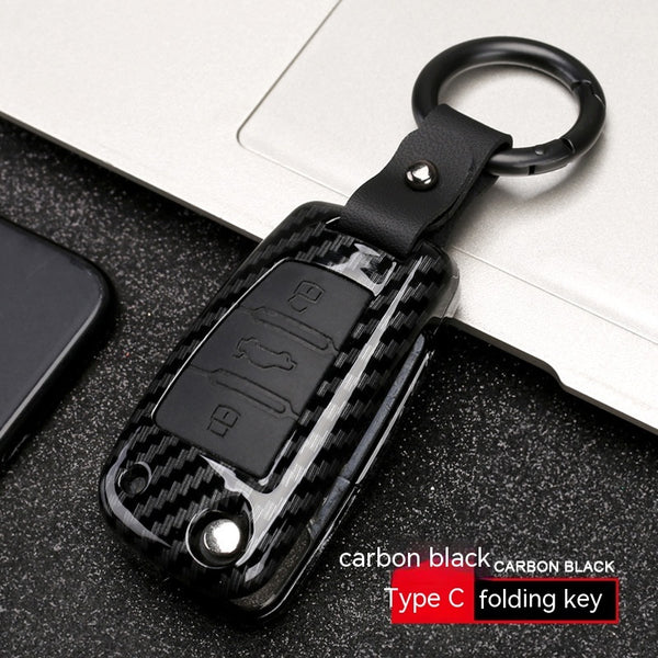 Automotive Carbon Fiber Silicone Key Cover Case Buckle