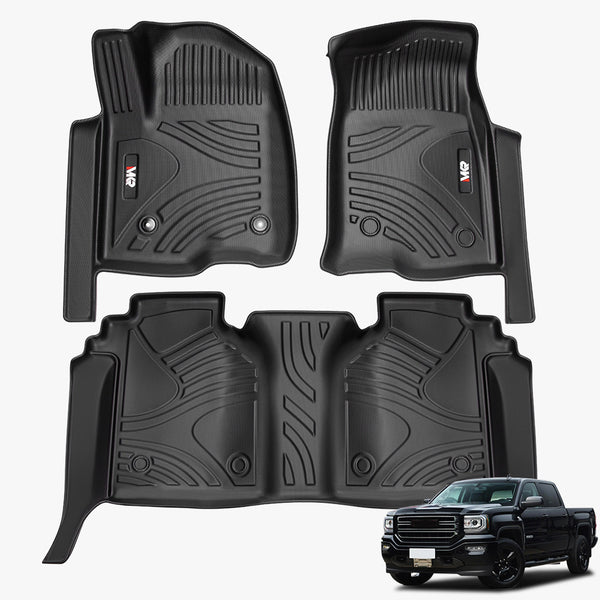 All Weather Floor Mats For Chevy Silverado GMC Sierra  Rear Under-Seat Storage