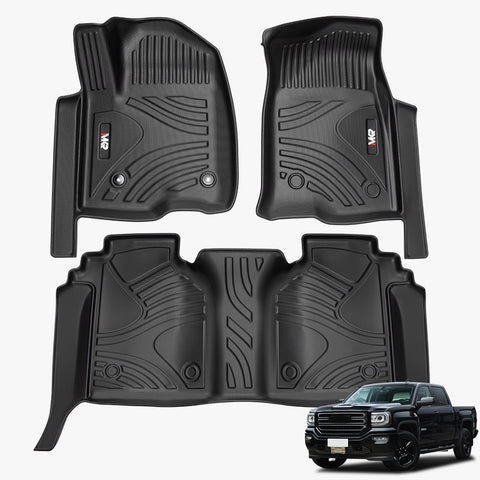 All Weather Floor Mats For Chevy Silverado GMC Sierra  Rear Under-Seat Storage