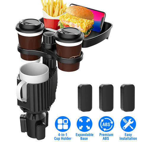 Car Cup Holder Tray Phone Holder expandable Detachable 360 Degree Rotatable