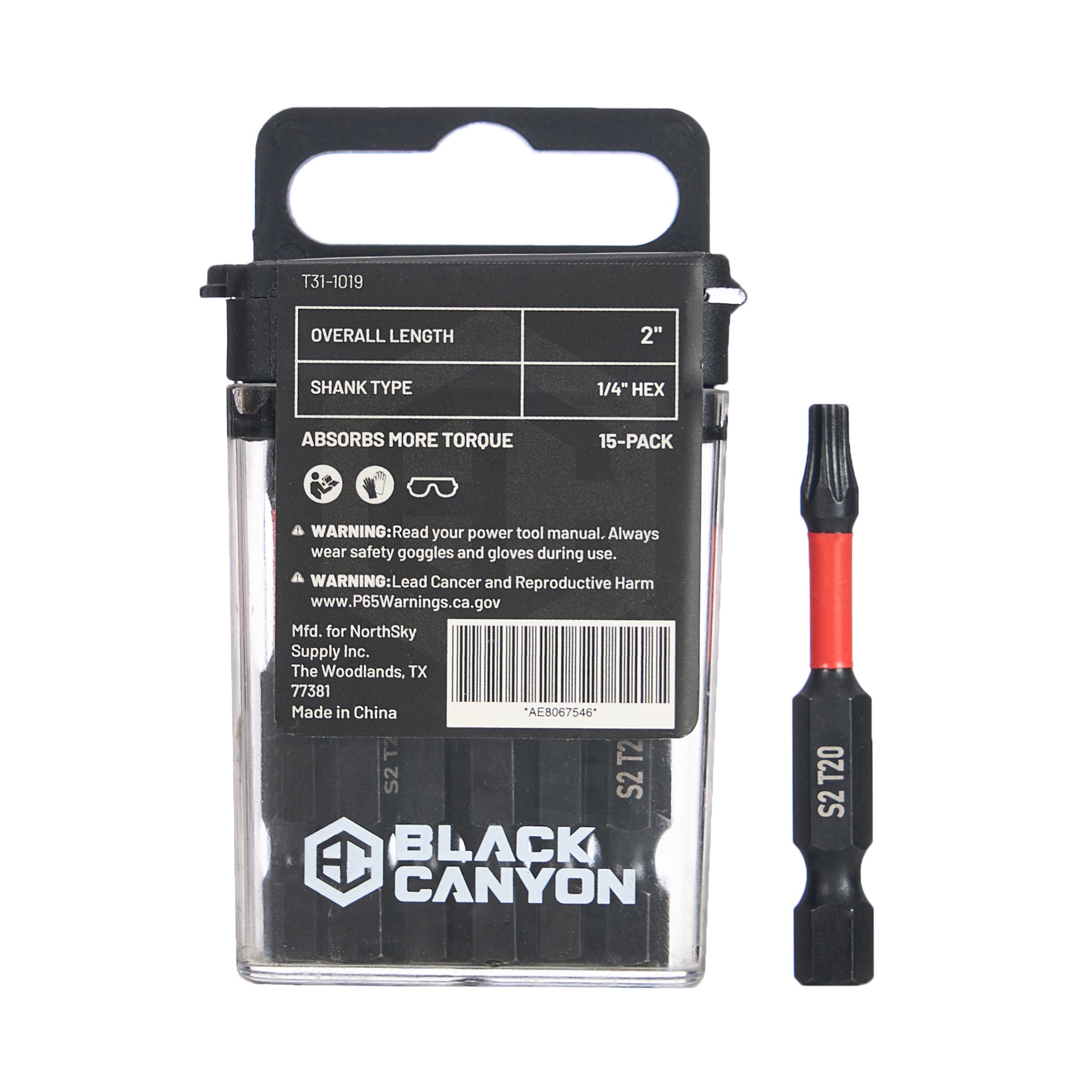 Impact Screwdriver Bits, Torx T20, 15-pack