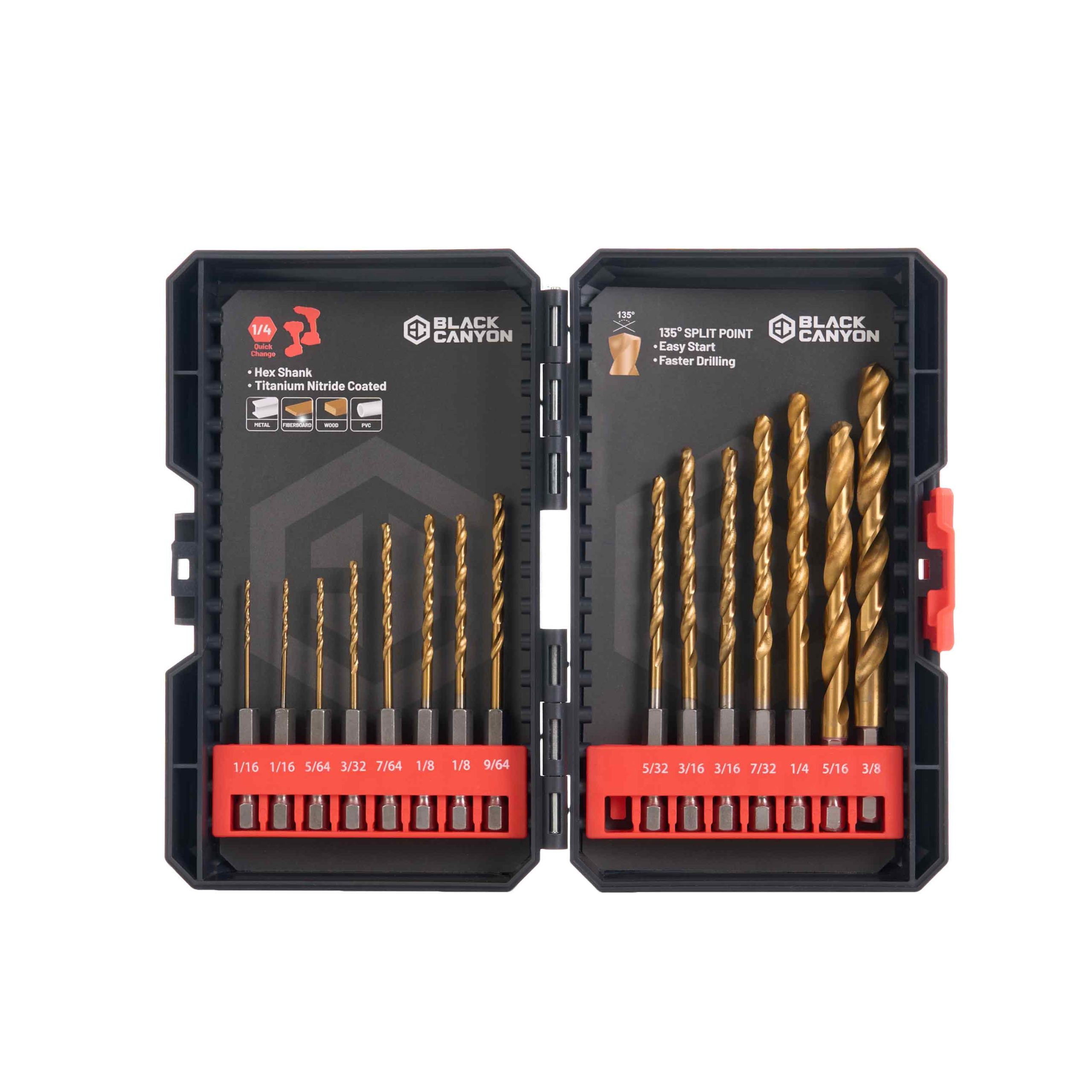 HSS Twist Drill Bit Set, 15-Piece