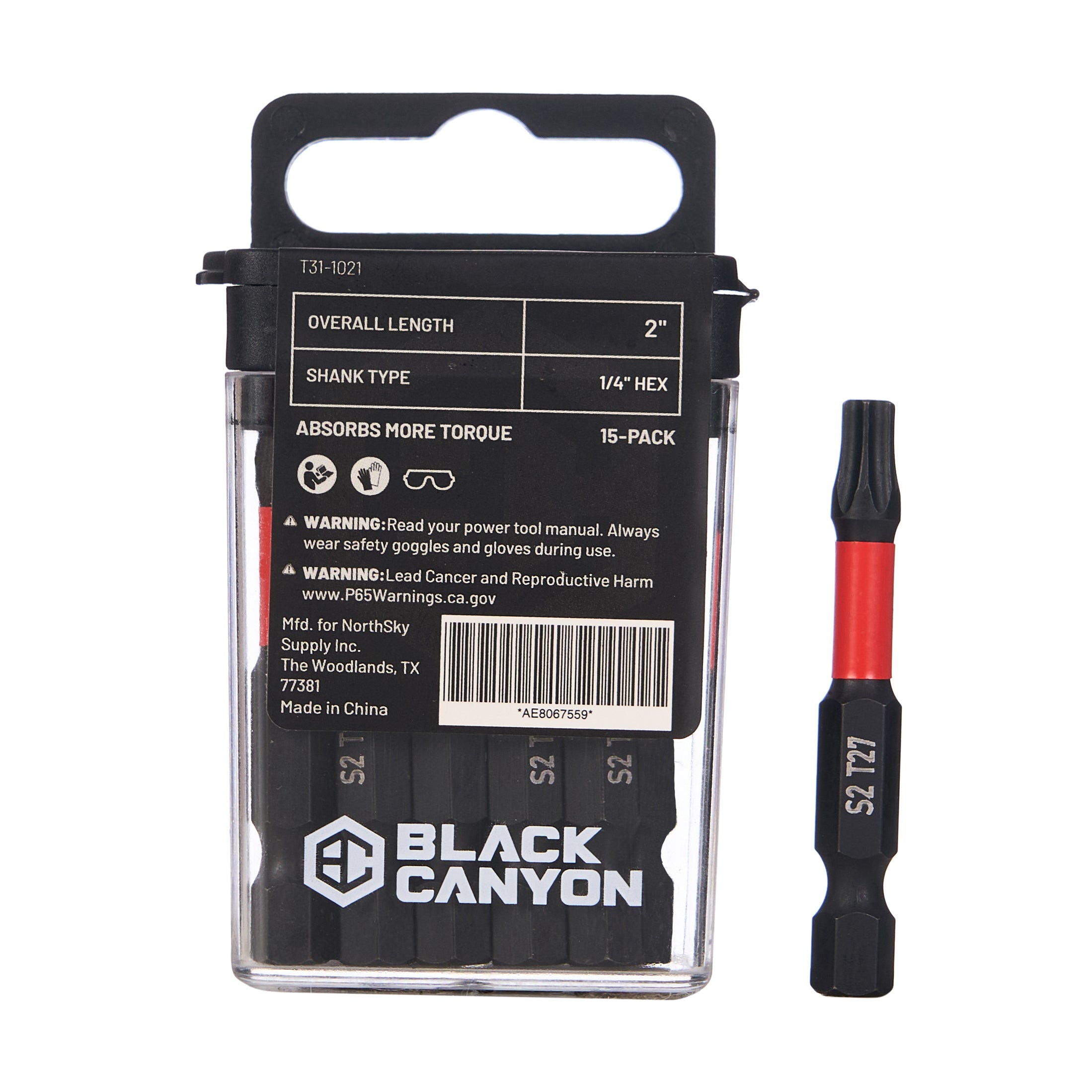 Impact Screwdriver Bits, Torx T27, 15-pack
