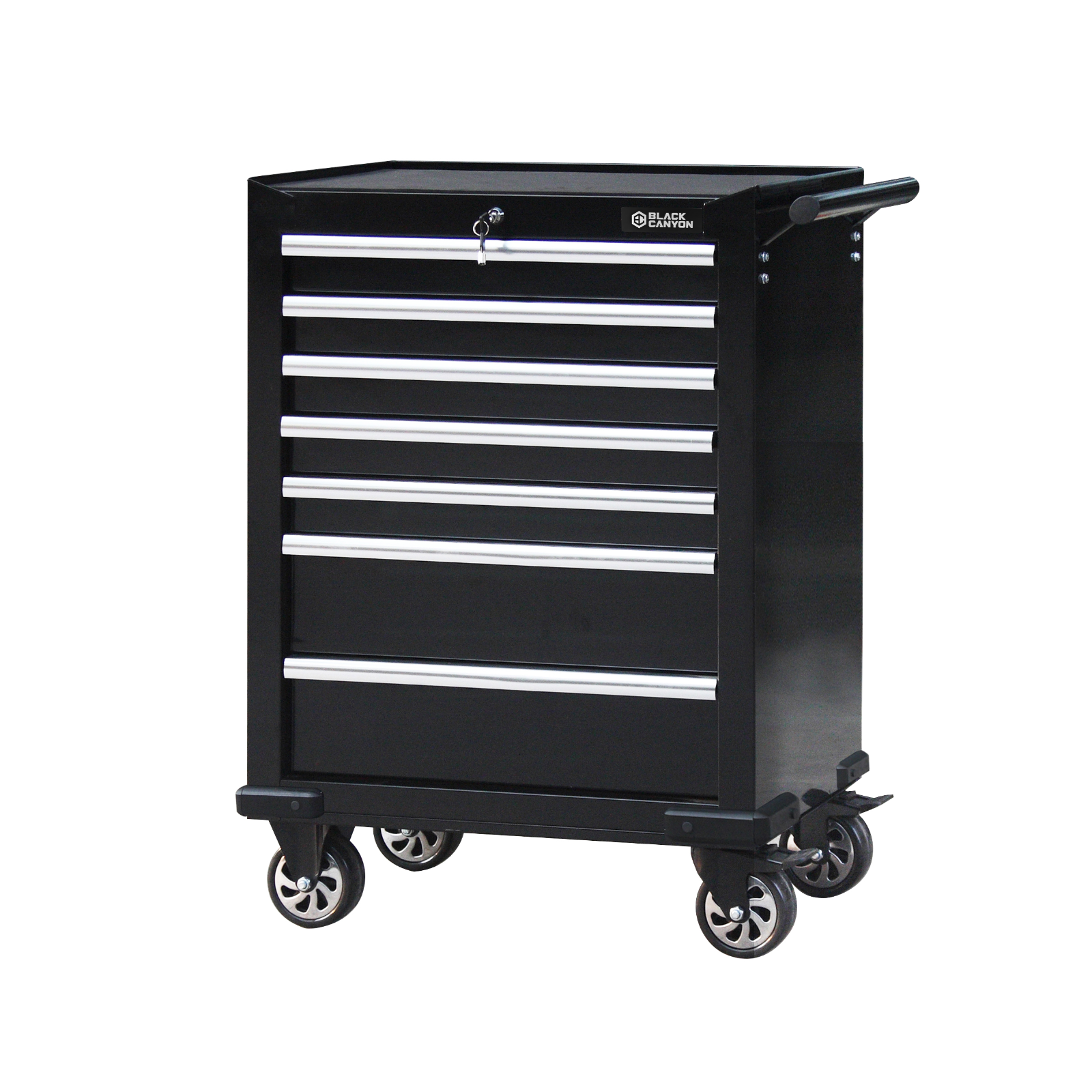 Rolling Tool Cabinet, 7 Drawers, 27″ x 18″, Black