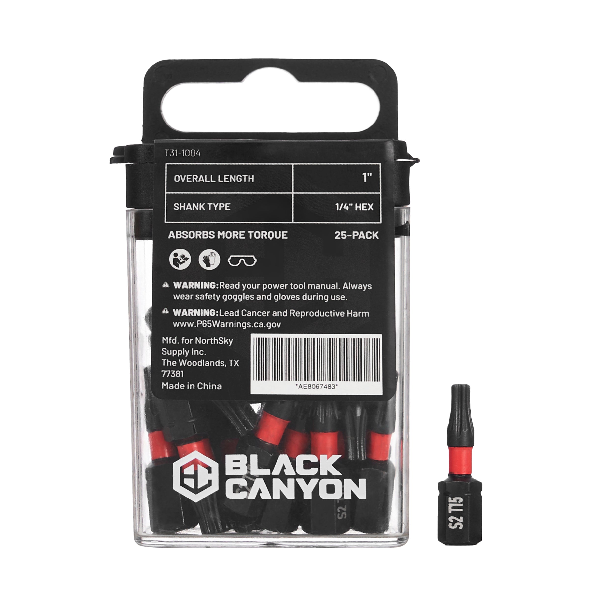 Impact Screwdriver Bits, Torx T15, 25-pack
