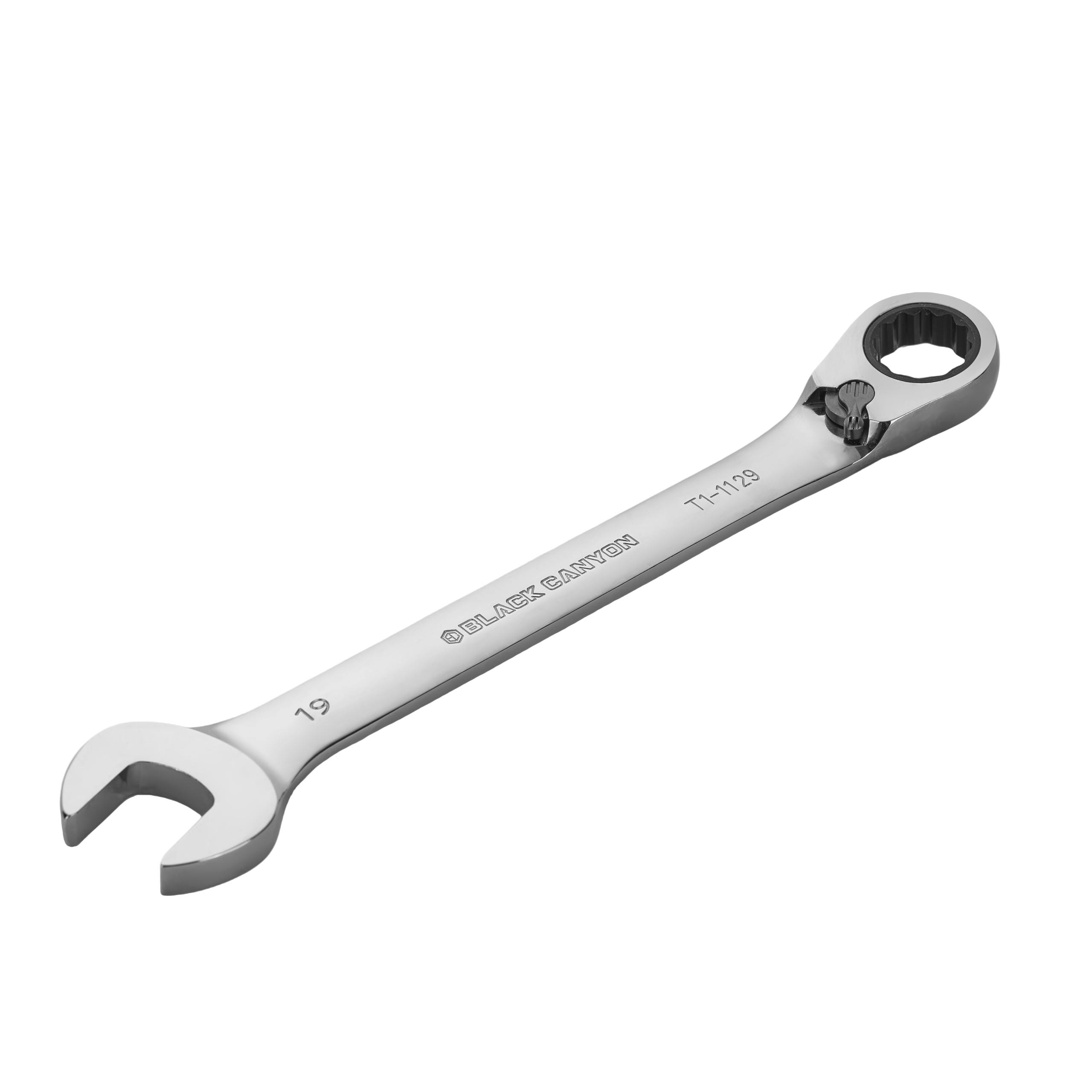 19mm Ratcheting Combination Wrench, 12-Point Box End & Hex Opening