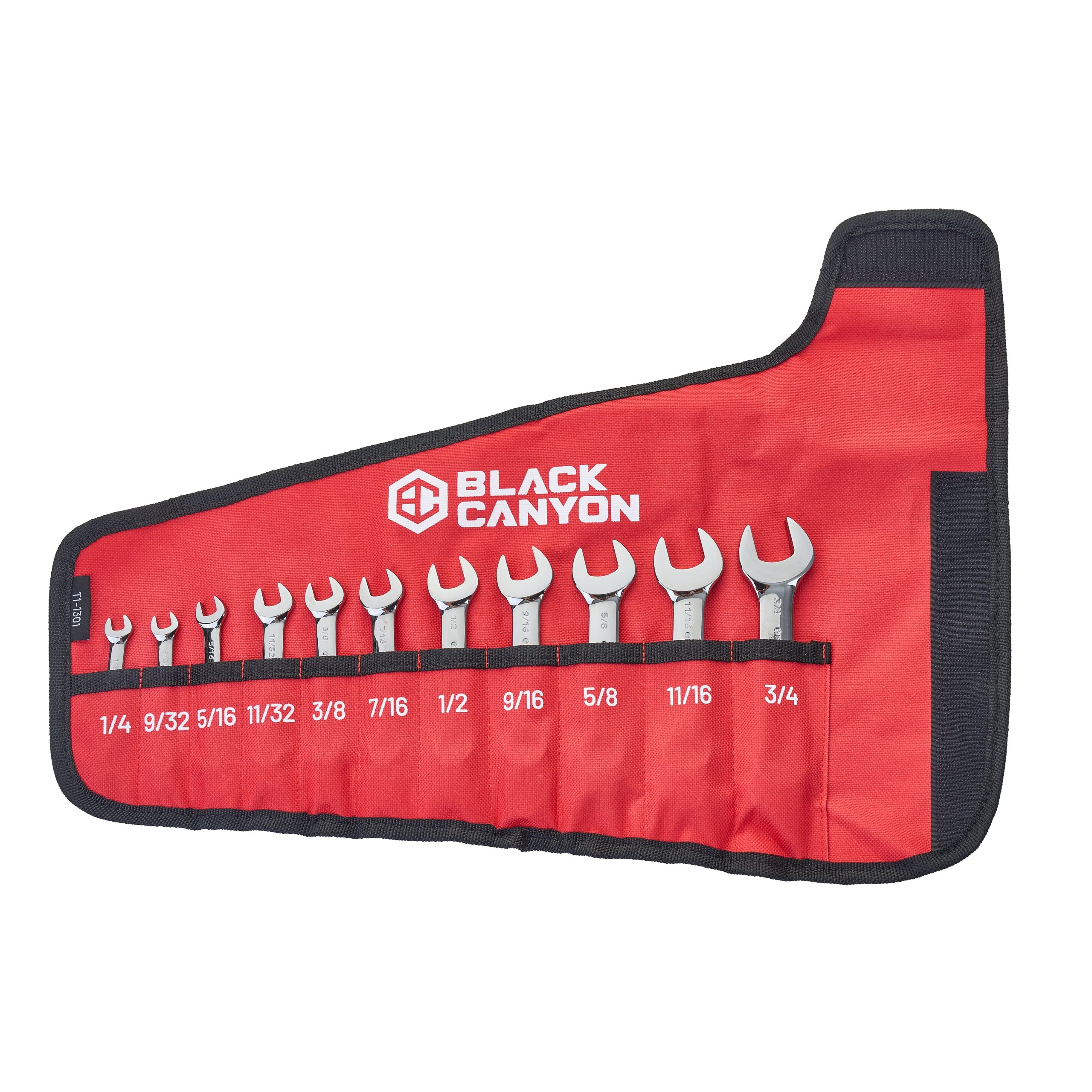 11-Piece SAE Stubby Combination Wrench Set with Pouch