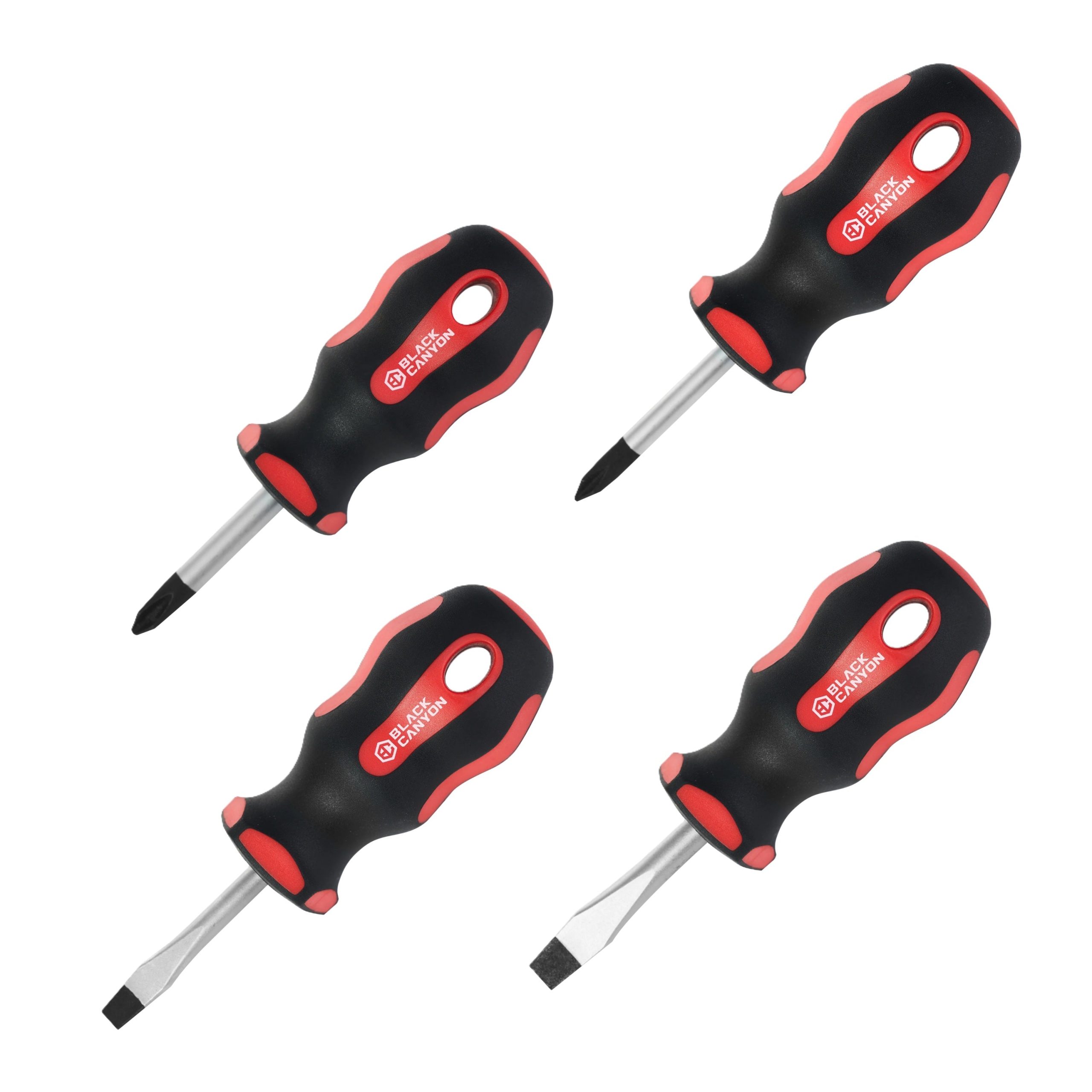 4-Piece Phillips and Slotted Stubby Screwdriver Set with Comfort Grip
