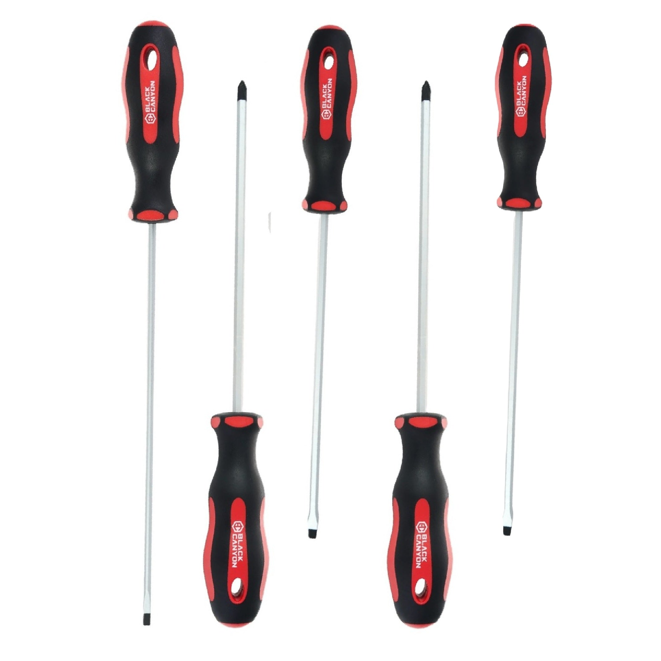 5-Piece Phillips and Slotted Extended Length Screwdriver Set with Comfort Grip
