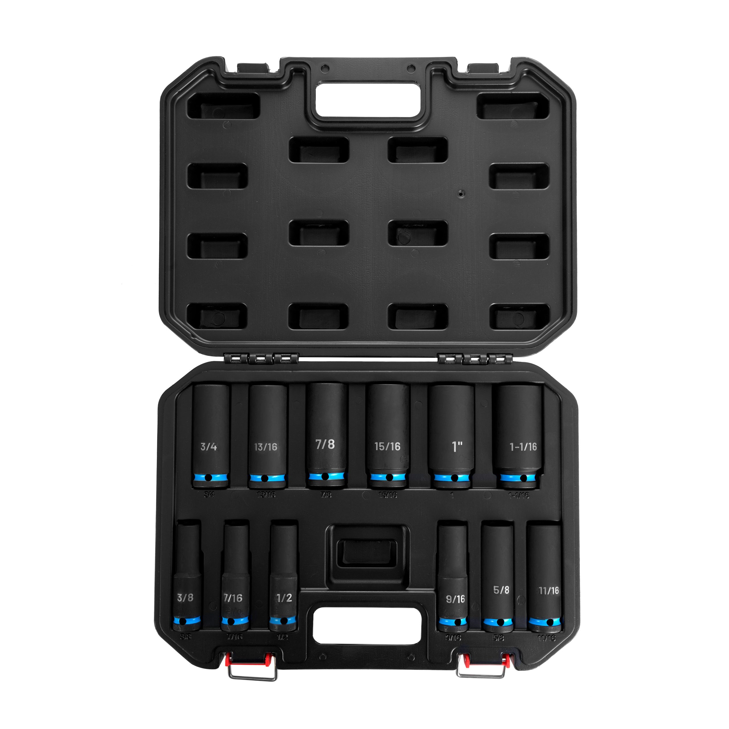 1/2 in Drive Impact Socket Set, 6-Point, SAE, 12 Piece
