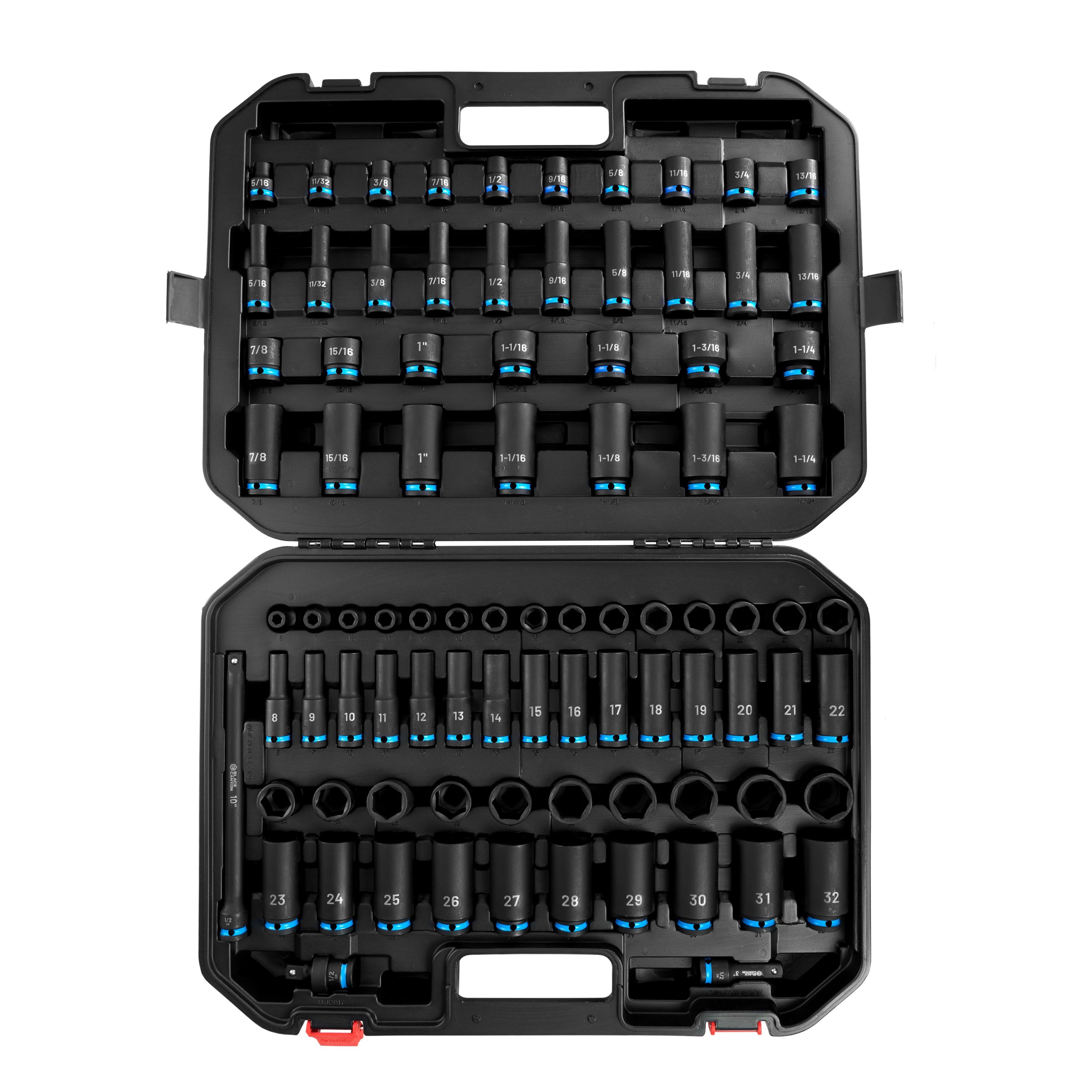 1/2 in Drive Impact Socket Set, 6-Point, Metric/SAE, 87 Piece