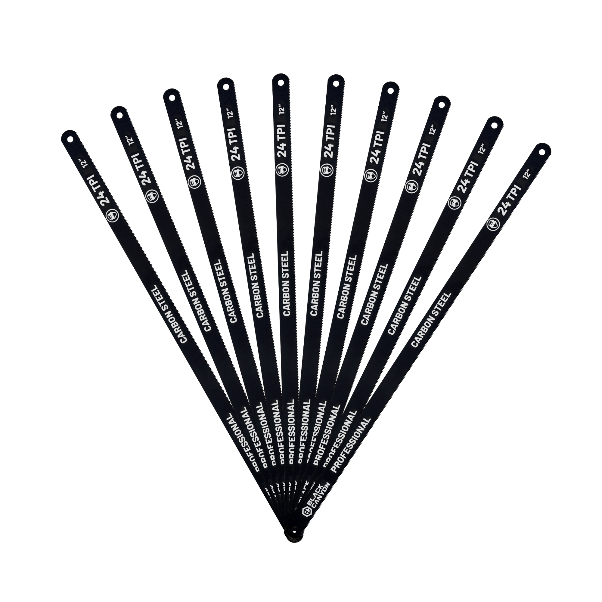 Hacksaw Blades, 12″, Carbon Steel, 24 TPI, 10-pack