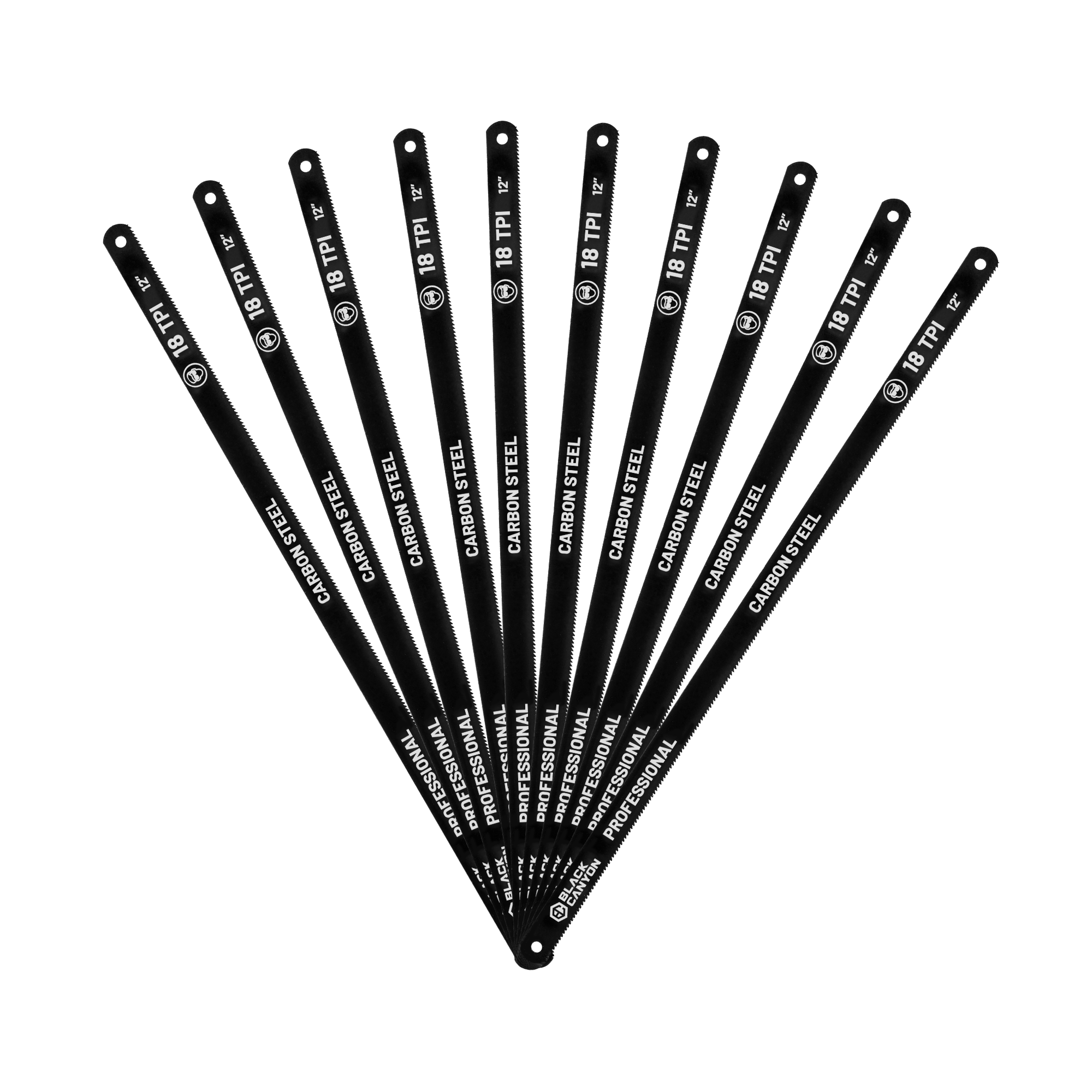Hacksaw Blades, 12″, Carbon Steel, 18 TPI, 10-pack