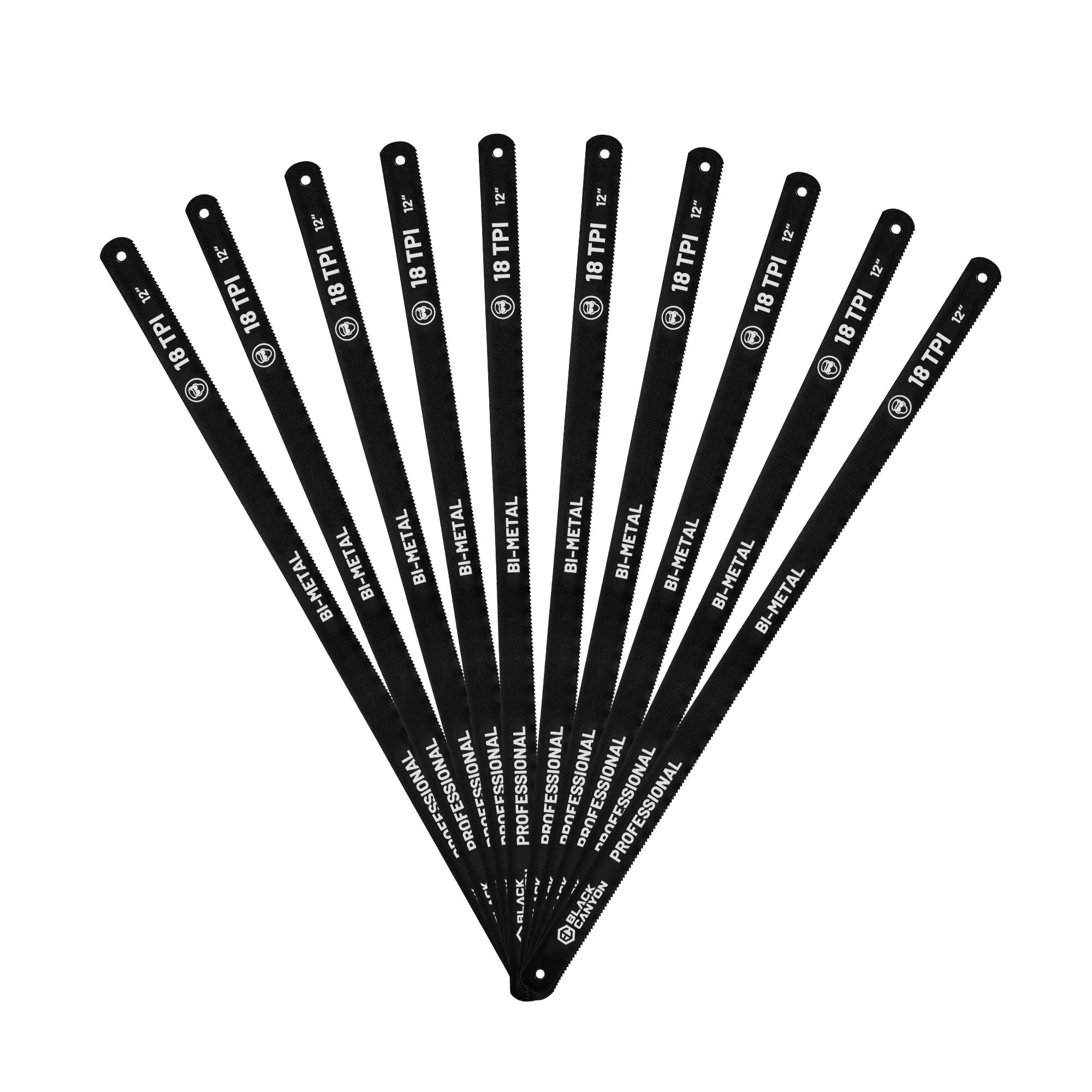 Hacksaw Blades, 12″, Bi-Metal, 18 TPI, 10-pack